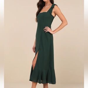 NWT Lulus Summer Invite Emerald Green Tie-Strap Tiered Midi Dress Size XL